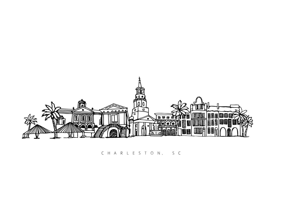 Charleston Print, Charleston South Carolina Print, Charleston Skyline
