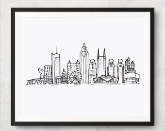 Atlanta print, Atlanta skyline print, Atlanta city drawing, wall art print, Atlanta GA drawing, Atlanta GA print, Atlanta Georgia