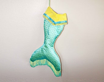 Mermaid Tail Christmas Stocking Turquoise Scale