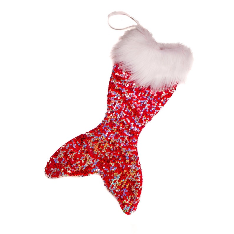 Long Fur Mermaid Tail Stocking Christmas Stocking Mermaid Etsy