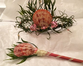 Mermaid Shell Wand and Crown Set