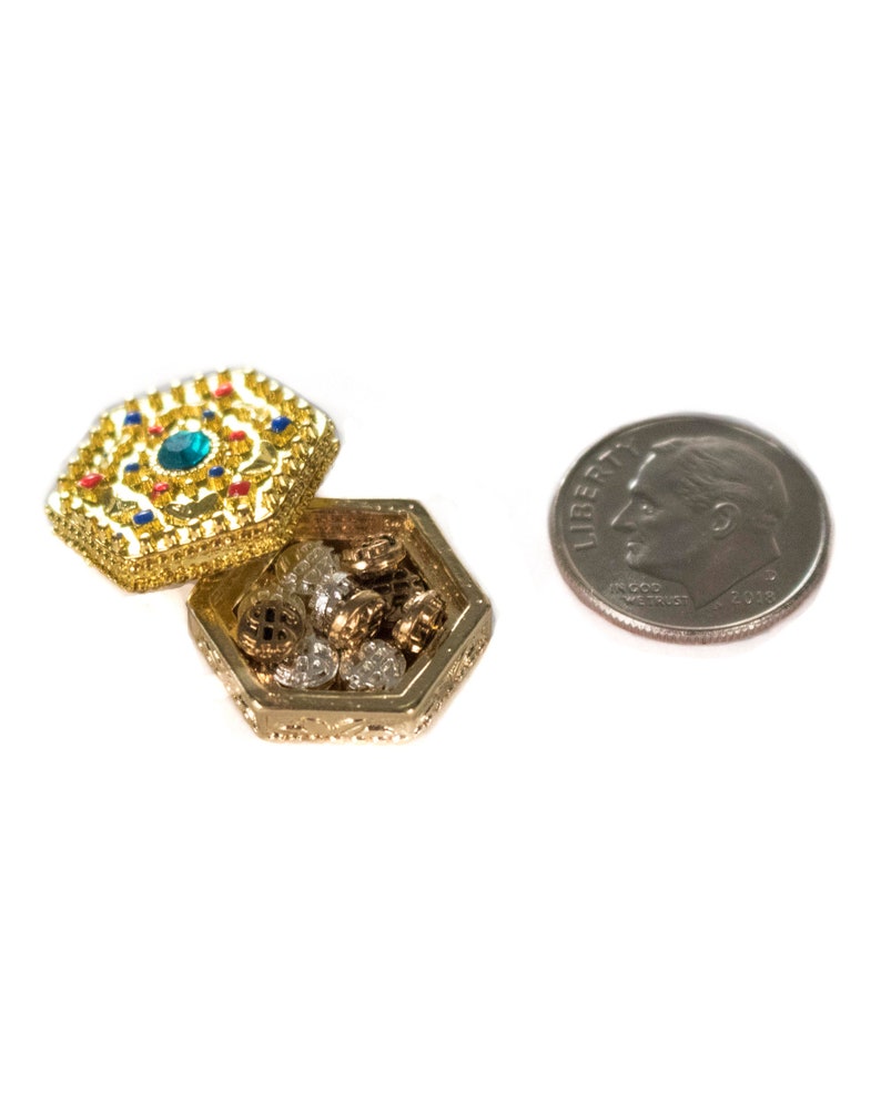 Tiny Jewelry Box Filled With Gold and Silver Coins Perfect Etsy
