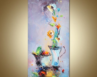 Ursprungliche Blumen Olgemalde Spachtel Abstrakte Leinwand Etsy