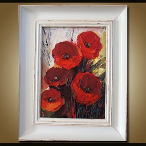 Colorful floral painting, Wall art canvas, Framed flower painting, Original oil painting, Small wall art flowers