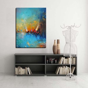 Ocean Oil Painting Original Sea Wall Artwork Abstract Seascape Paintings On Canvas, Sailing Boats Abstract Painting Ocean Abstract Painting