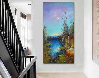 Large Landscape Painting, Large Wall Art, Modern Art, Abstract Art, Oil Painting Original, Landscape Painting Canvas Art, kitchen Wall Decor