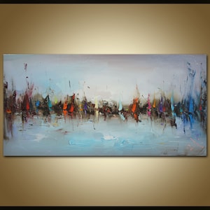 Light Painting Abstract Decor Wall Painting for Office White Painting Abstract Oil Art Nursery Wall Art Abstract Oil Painting on Canvas Sea