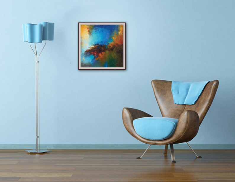 rustic home decor contemporary art wall art abstract digital image modern art blue brown indigo and brown abstract large indigo art