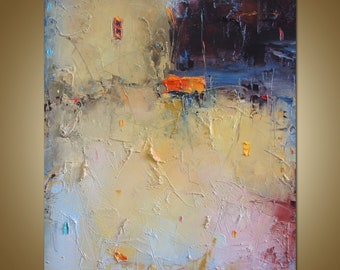 Mixed Media Abstract Art, City Painting, Contemporary Art, Canvas Wall Decor, Abstract Canvas Art, Oil Painting, Original, Living room Art