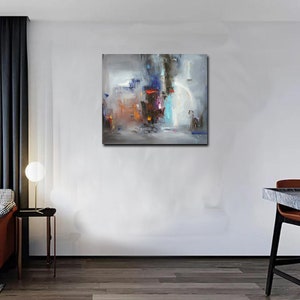 Large Abstract Painting Original Gray Blue Abstract Painting Bright Wall Art Abstract Acrylic Painting On Canvas Painting For Living Room
