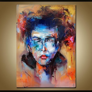 Pintura de rostro de mujer, pintura de estilo abstracto, retrato de mujer, pintura mural, arte de lienzo de figura, pintura de pared de dama, arte abstracto de lienzo de rostro