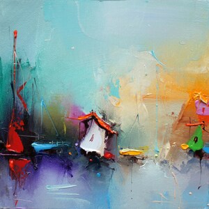 Pintura de paisaje sobre lienzo, pintura al óleo, arte original, arte mural natural, pintura abstracta, arte italiano, arte para sala de estar, arte mural texturizado imagen 3