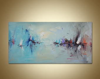 abstract sailing painting Sailboat painting beach painting coastal painting landscape painting on canvas abstract sky and sea painting art