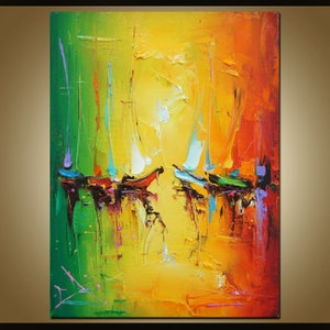 Abstraktes Gemälde, Segelboote Gemälde, Original Kunstwerk, Meereslandschaft, Segelboot, Abstraktes Ölgemälde, zeitgenössische Kunst, Leinwand Wanddekoration