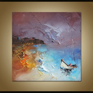 Landscape Oil Painting, Modern Art, Living Room Art, Canvas Painting, Palette Knife, Canvas Wall Decor, Original Art, Oil Painting, Seascape