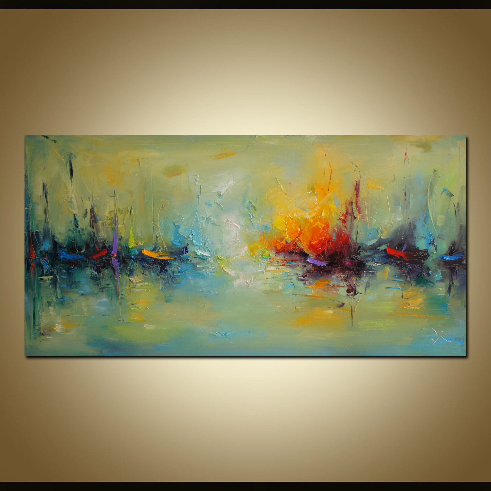 Ocean Painting on Canvas Abstract Art Sailing Painting Etsy