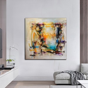 Original Abstract Painting, Minimalist Abstract Painting, Large Abstract Painting, Beige Painting White Painting, Large Wall Canvas Painting