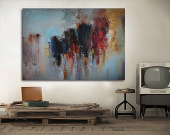 Soft Tone Colors Modern Contemporary Wall Art Work Large Panoramic Horizontal Wall Abstract Oil Painting On Canvas Extra Large Oil Painting