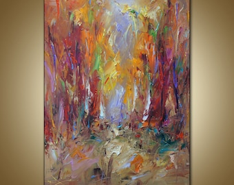 Extra Large Abstract Tree Paintings On Canvas Colorful Oil Painting Textured Painting Modern Nature Abstract Fine Art for Living Room Decor