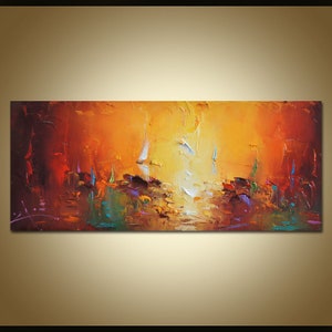 Abstraktes Ölgemälde, Meeresgemälde, Original Kunst, Leinwandgemälde, Abstraktes Segelboot Gemälde, Leinwand Wanddekoration, Ölgemälde Abstrakt