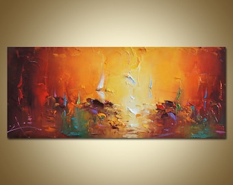 Abstract Oil Painting, Sea Painting, Original Art, Canvas Painting, Abstract Sailboats Painting, Canvas Wall Decor, Oil Painting Abstract