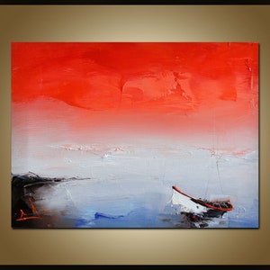 Boats Painting on Canvas, Abstract Canvas Art, Oil Painting, Sea Painting, Abstract Art, Painting On Canvas, Contemporary Art, Original Art