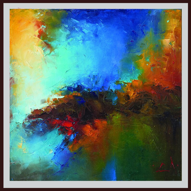 rustic home decor contemporary art wall art abstract digital image modern art blue brown indigo and brown abstract large indigo art