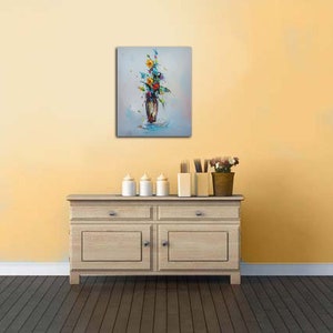 Obraz olejny „Impasto Flowers”, kolorowa, teksturowana sztuka ścienna zdjęcie 3