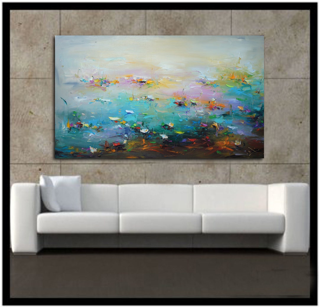 Large Abstract Oil Painting on Canvas: Colorful Living Room Wall Art - Etsy