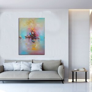 Large Abstract Painting, Contemporary Art, Hand Made Oil Painting, large wall art, Abstract art, Orange Yellow Green, large canvas art