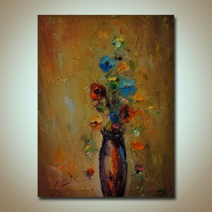 PALETTE KNIFE Flowers Painting, Textured Painting, floral Art, Original Artwork, Oil painting, Canvas Art, Kitchen Wall Decor, Modern Art