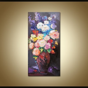 Original Flowers Painting, Floral Painting, Original Artwork, Abstract Art, kitchen Wall Decor, Frame Painting, Textured Abstract Painting