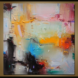 Abstract painting Yellow modern art acrylic beige painting brightness wall art canvas painting Colorful oil painting, living room wall art