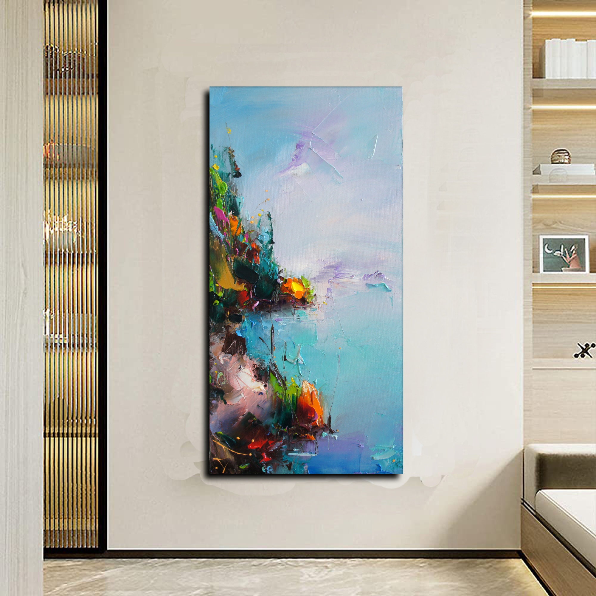 Landscape Canvas Art Sunset Painting Acrylic Ocean Painting Wall
