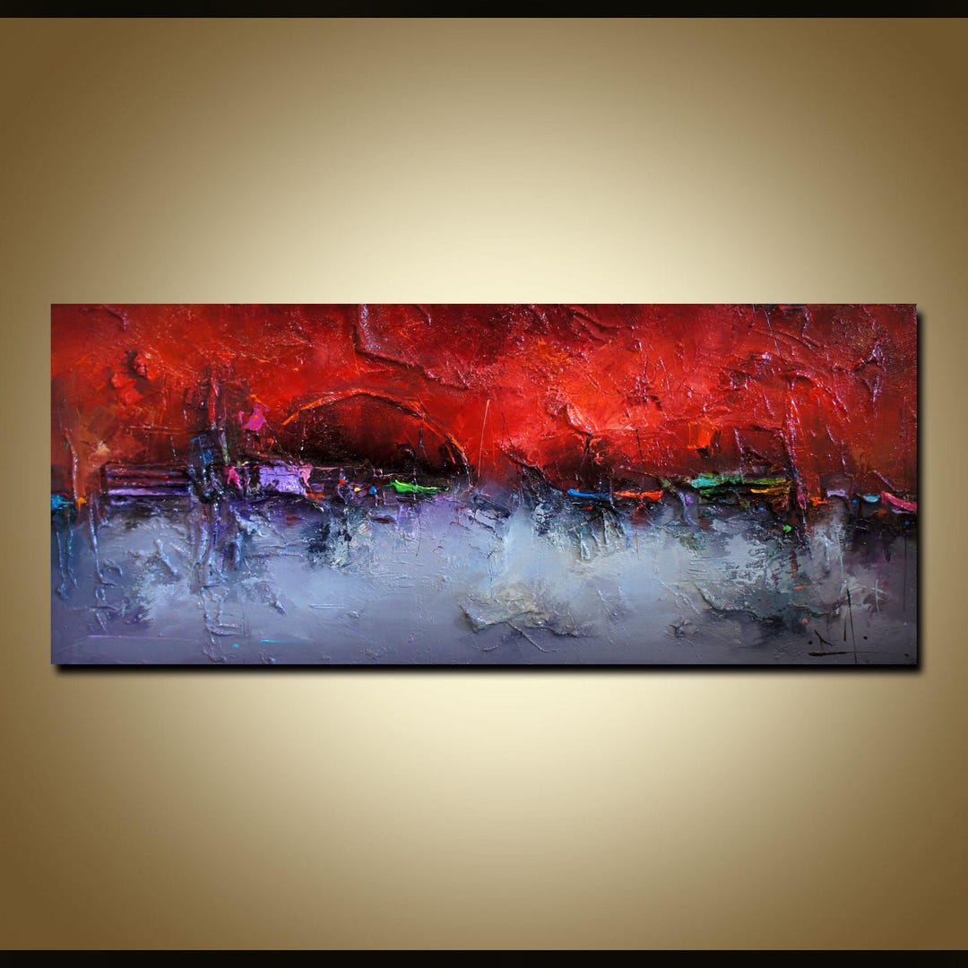 View of Heavy Textured Abstract Art, Landscape Painting, Contemporary Art ...