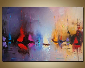 Meer Gemälde auf Leinwand, Zeitgenössische Wandkunst, Leinwandmalerei, abstrakte Kunst, ORIGINAL Kunstwerk, strukturierte Malpalette, Familien Wanddekor
