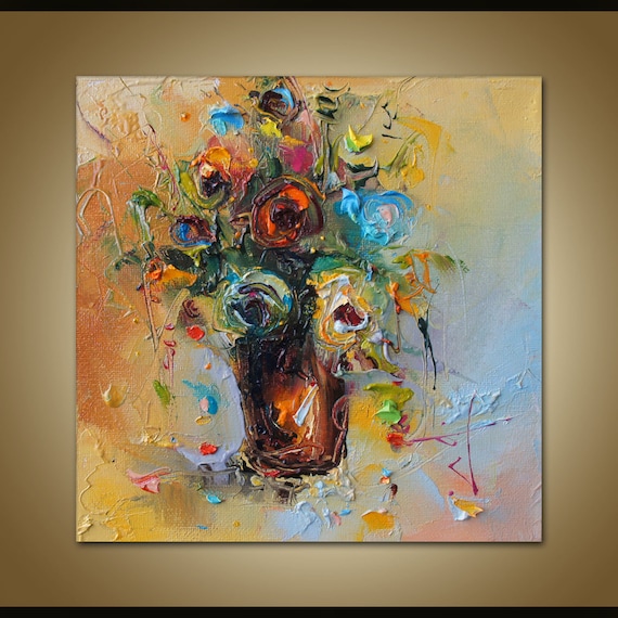 Flores en óleo espátula pintura arte moderno Decoración - Etsy México Flores en óleo espátula pintura arte moderno Decoración - Etsy México