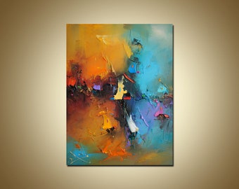 Abstract Painting Canvas Small Abstract Canvas Art Colorful Original Painting Turquoise Painting Original Abstract Wall Decor Canvas Artwork