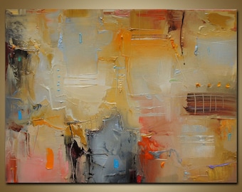 Textured Abstract Oil Painting, Small Yellow Modern Wall Art, 12x16