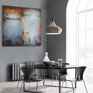 Large Oil Painting Gray Rust Abstract Painting, Extra Large Texture Art Abstract Original Painting On Canvas Wall Painting For Living Room