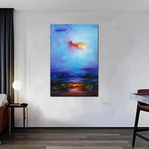 Large Cloud Abstract Art Painting On Canvas,Marine Landscape Oil Painting,Large Wall Canvas Painting,Large Wall Art Sea View Oil Painting