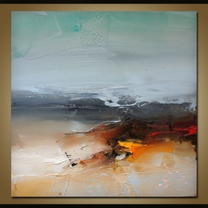 Ocean sunset painting coastal painting Small wall art ocean painting beach painting mini sea abstract painting landscape painting art