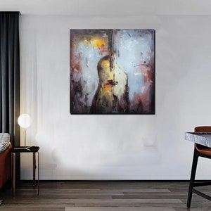 Origineel gitaarschilderij, abstracte muurkunst, hedendaagse schilderkunst, abstracte canvaskunst, woonkamerdecor, koffiemuurdecor abstracte kunst