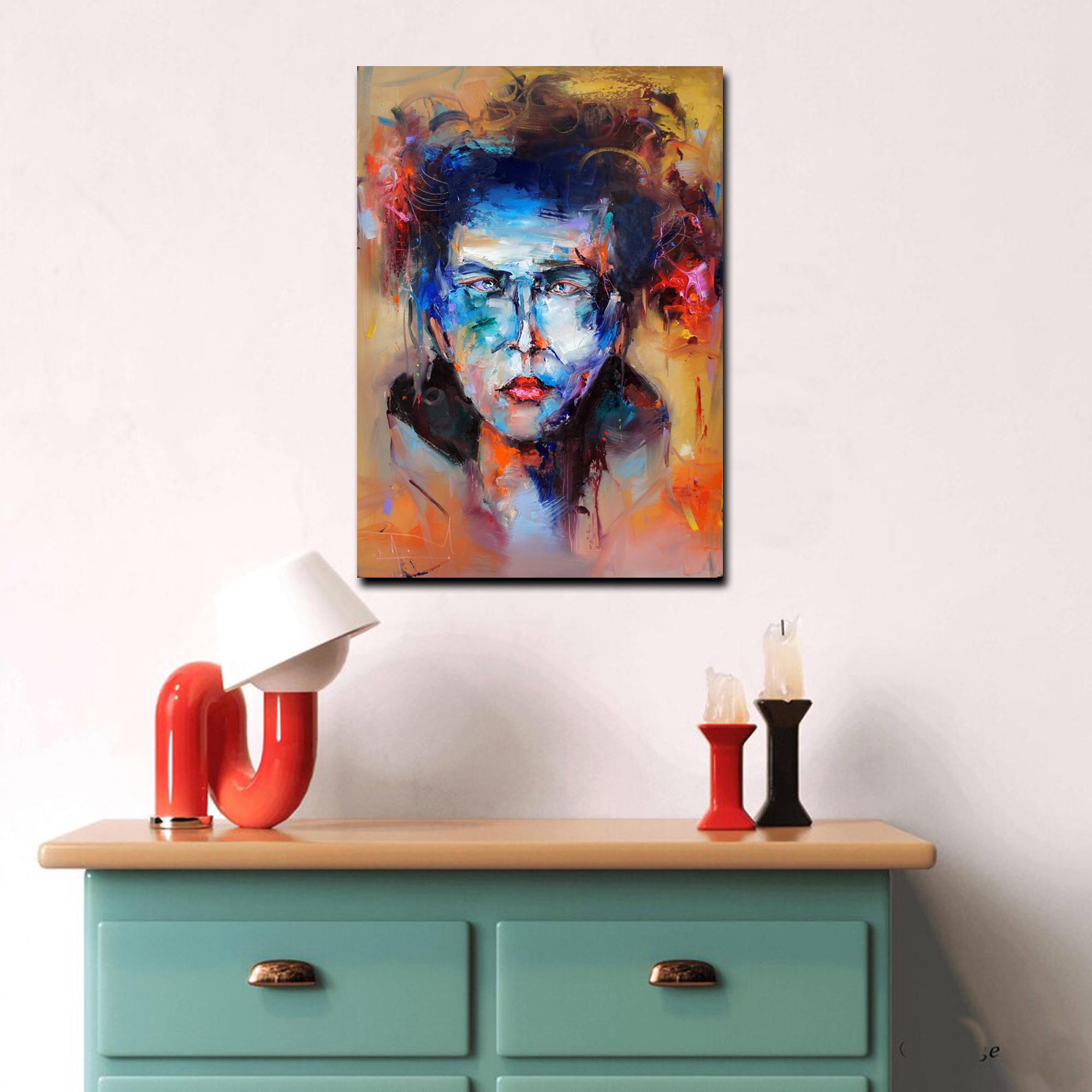 Abstract Woman Portrait Painting, Palette Knife Canvas Art (27x20 In ...