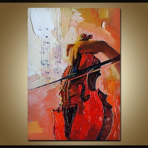 Pintura al óleo de naturaleza muerta, pintura con marco pequeño, obra de arte original, pintura de violín, decoración del hogar, pintura al óleo con marco, espátula, SmallArt