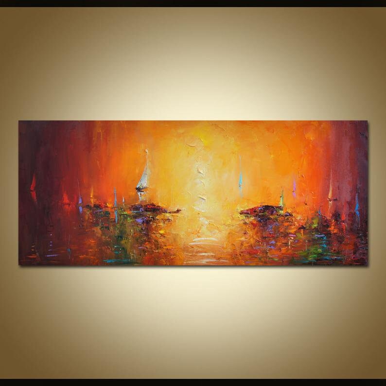 Original Large Painting Colorful Wall Art Oil Canvas Painting Etsy