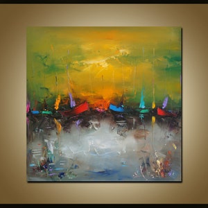 Large Abstract Painting, Large Green Painting Gold Abstract Art Large Painting on Canvas,Contemporary Art,Golden large texture painting