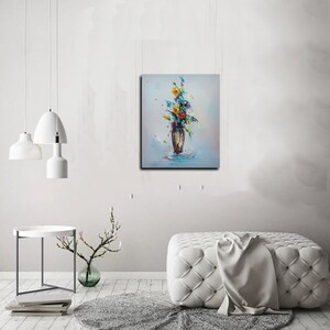 Obraz olejny „Impasto Flowers”, kolorowa, teksturowana sztuka ścienna zdjęcie 2