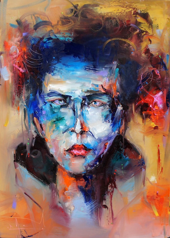 女性の顔の絵画 抽象画 女性の肖像画 壁画 人物 キャンバスアート 女性