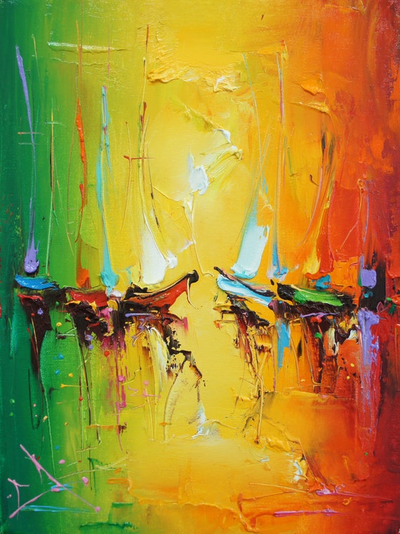 Pintura abstracta, pintura de veleros, obras de arte originales, paisaje  marino, velero, pintura al óleo abstracto, arte contemporáneo, decoración  de pared de lienzo - Etsy España